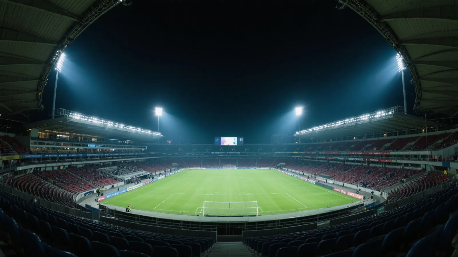 夜晚灯光下的体育场